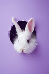 Minimalistic Rabbit Peeking Purple Gap Graphic