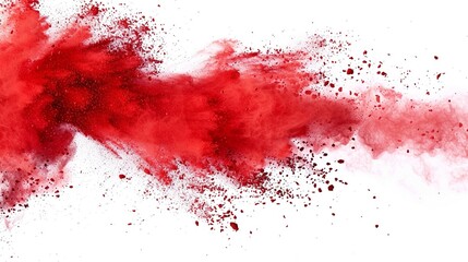 exploding powder red color, on white background
