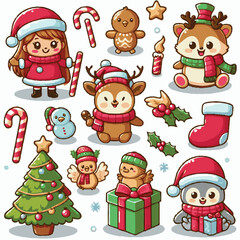 cute cristmas vector on white background