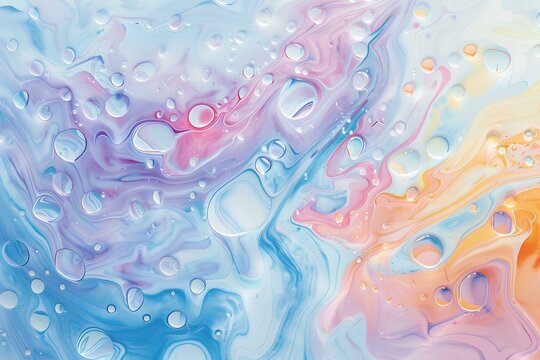 Colorful abstract background with drops of oil on a water surface.