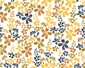 Little field forget-me-not flowers repeat pattern vector illustration. Ditsy