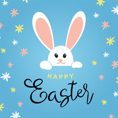 Happy Easter greeting vector illustration. Easter rabbit.