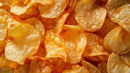 A pile of potato chips is shown in this image.