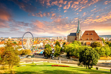 Ausblick über Erfurt und die Kathedrale, Deutschland 