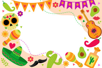 Obraz premium Cinco de Mayo background, banner, Mexican holiday, Mexican culture. Design on a white background.