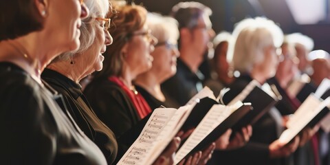 Fototapeta premium A community choir performing at a local nursing home. 