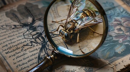 A magnifying glass revealing hidden details of an insect specimen