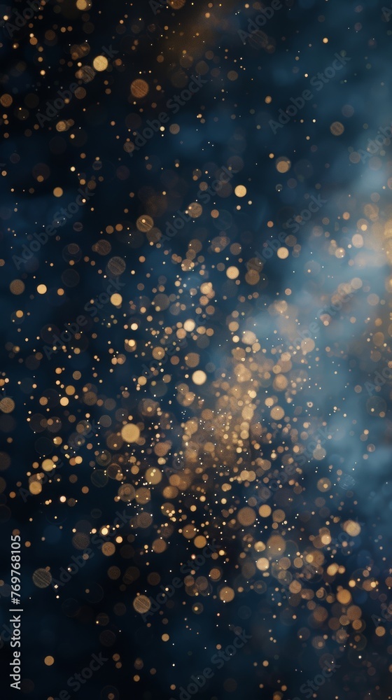 Poster abstract golden bokeh lights on dark background