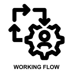 working flow, workflow, work flow, manufacturing process, engineering process, manufacturing expanded outline style icon for web mobile app presentation printing