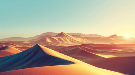 Fototapeta na wymiar Morning beautiful desert landscape illustration image used for UI design. 