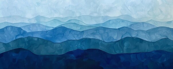 Obraz premium Abstract blue watercolor mountain landscape