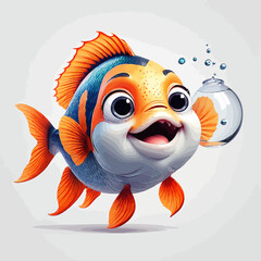 Cute Fish Cartoon Logo Design Very Cool