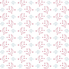 Moon powerful trendy multicolor repeating pattern vector illustration design