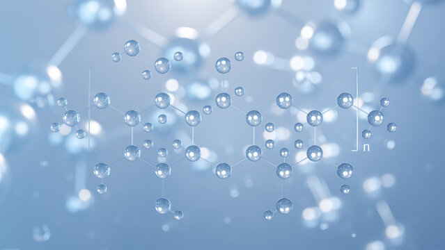 amylose molecular structure 3d, flat model, polysaccharide, structural chemical formula view from a microscope
