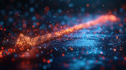 Fototapeta premium One abstract big glowing speed-up arrow on a dark background