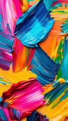 Vibrant abstract acrylic paint strokes