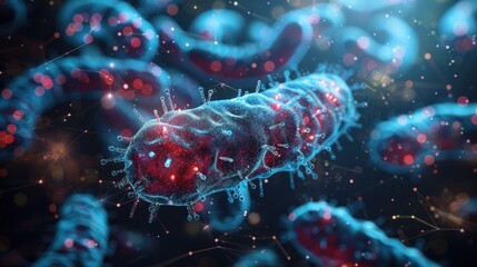 Obraz premium Microbiology low poly wireframe banner vector template