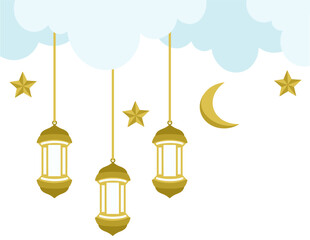 Ramadhan Kareem Lantern Background Illustration

