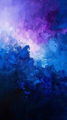 Abstract blue and purple acrylic painting