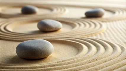 Fotobehang Zen stones on the sand: the art of relaxation in the spa  © Aleksandr
