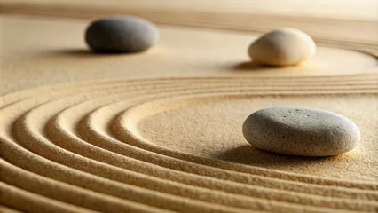 Tuinposter Harmony and balance: zen stones on the sand  © Aleksandr