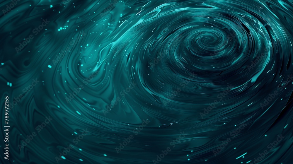 Poster abstract swirling teal pattern with glowing particles