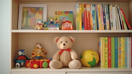Obraz premium toys for children on shelf. 