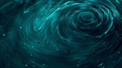 Abstract swirling teal pattern with glowing particles