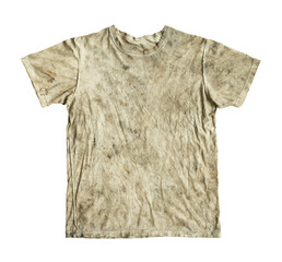 Old t shirt dirty and dusty (with clipping path) isolated on white background