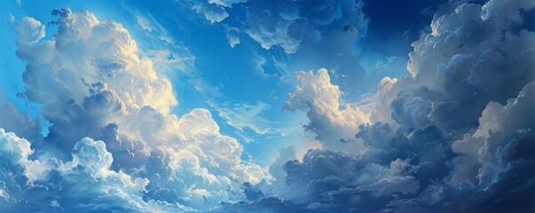 Expansive cloudscape with vibrant blue sky - obrazy, fototapety, plakaty
