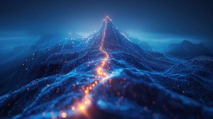 Digital target on a peak of mountain.