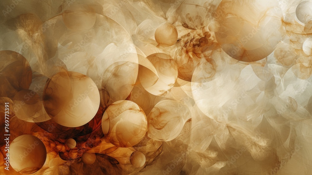 Poster abstract fractal spheres with warm tones