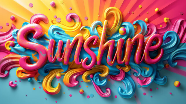 The image shows a vibrant, single-colored background with the words 'Sunshine' written in bold letters in the center.