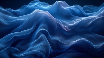 Obraz premium Abstract blue fabric waves on dark background