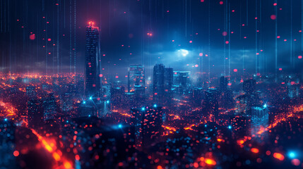 Fototapeta na wymiar night city background, cyber city background.