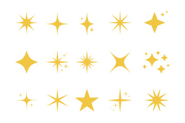  This is a collection of stars presented in a modern, simple style. A set of golden stars isolated on a transparent background. Vector 