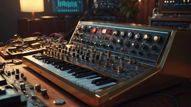 vintage analog music equipment in the studio