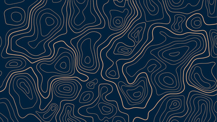 Topographic map pattern, topography line in luxury gold color used for social media stories, packaging premium products (perfume, wine, cosmetics). Editable stroke Vector Illustration 