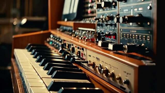 vintage analog music equipment in the studio