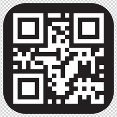 QR Code vector icon. QR code sample for smartphone scanning. Isolated vector illustration. transparent background