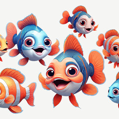 Fototapeta na wymiar Cute Fish Cartoon Logo Design Very Cool