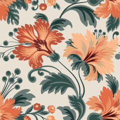 Floral seamless pattern. Flower background. Flourish garden texture with flowers and leaves