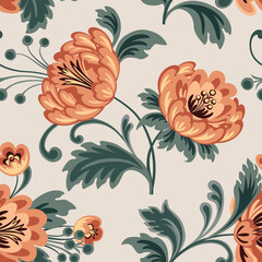 Floral seamless pattern. Flower background. Flourish garden texture with flowers and leaves