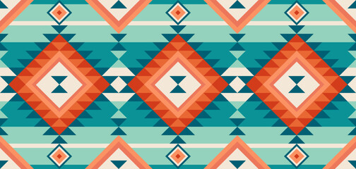 Traditional fabric pattern, geometric shapes, seamless pattern for print or background. vector illustration