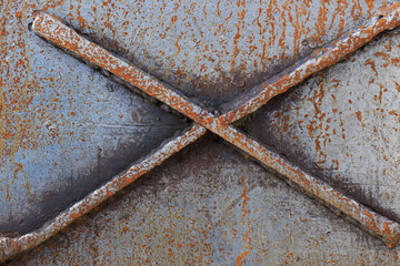 A close-up image showcases the texture of a rusty metal background, revealing intricate patterns...
