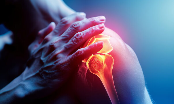 Shoulder muscle pain x-ray concept, medical treatment, rehabilitation and injury concept.