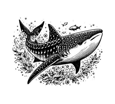 Whale Shark hand drawn vector illustration