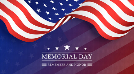 Memorial Day background with USA flag. Vector illustration.