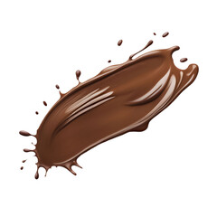 Splash de chocolate. Mancha marrom de chocolate derretido.