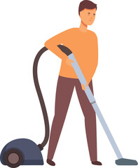 Cleaning room with vacuum cleaner icon cartoon vector. Daily routine. Work at home